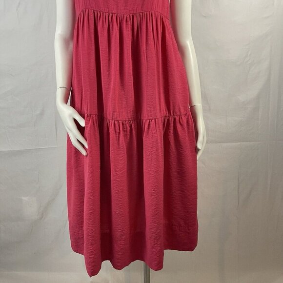 Abercrombie & Fitch Tiered Trapeze Midi Dress Pockets Size Small Cherry Summer - Picture 4 of 16
